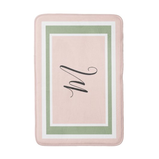 Monogram Script Geometric Blush Pink Green Badmat (Voorkant Verticaal)