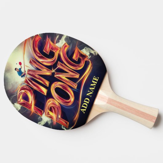 Monogram Script gepersonaliseerde kleur met naam Tafeltennisbatje (Zijkant)