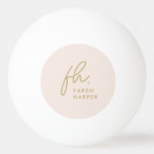 Monogram Script Gepersonaliseerde naam Blush Pink  Pingpongbal (Voorkant)