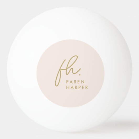 Monogram Script Gepersonaliseerde naam Blush Pink Pingpongbal (Voorkant)
