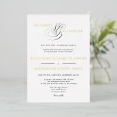 Monogram Script Gold White Black Wedding Folie Uitnodiging (Staand Voorkant)
