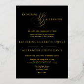 Monogram Script Goud Zwart Trouw Folie Uitnodiging (Voorkant)