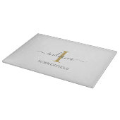Monogram Script Handlettering Naam Goud Grijs Snijplank (Hoek)
