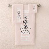 Monogram Script Handtekening Blush Pink Bad Handdoek