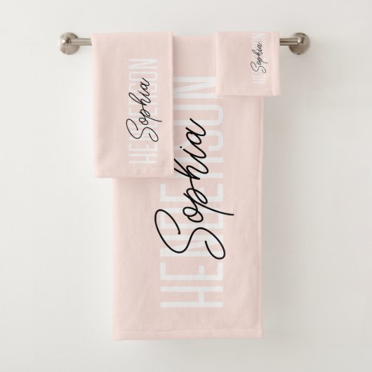 Monogram Script Handtekening Blush Pink Bad Handdoek (Insitu)