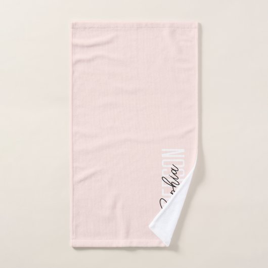 Monogram Script Handtekening Blush Pink Bad Handdoek (Handdoek)