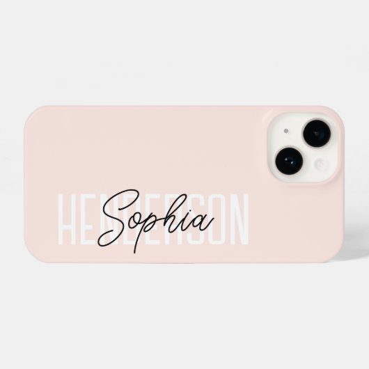 Monogram Script Handtekening Blush Pink iPhone Hoesje (Achterkant horizontaal)