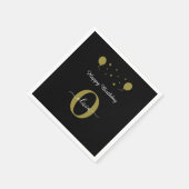 Monogram Script Happy Birthday Black White Gold Servet (Hoek)