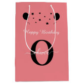 Monogram script Happy Birthday Black White Roze Medium Cadeauzakje (Voorkant)