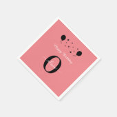 Monogram script Happy Birthday Black White Roze Servet (Hoek)