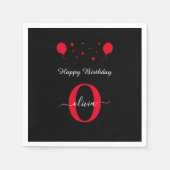 Monogram Script Happy Birthday Black White Servet (Voorkant)