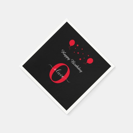 Monogram Script Happy Birthday Black White Servet (Hoek)