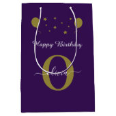 Monogram Script Happy Birthday Paars White Gold Medium Cadeauzakje (Voorkant)