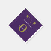 Monogram Script Happy Birthday Paars White Gold Servet (Hoek)