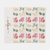 Monogram Script Holiday Elves Green Gold Fleece Deken (Voorkant (Horizontaal))