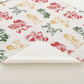 Monogram Script Holiday Elves Pattern Green Gold Sherpa Deken (3/4)