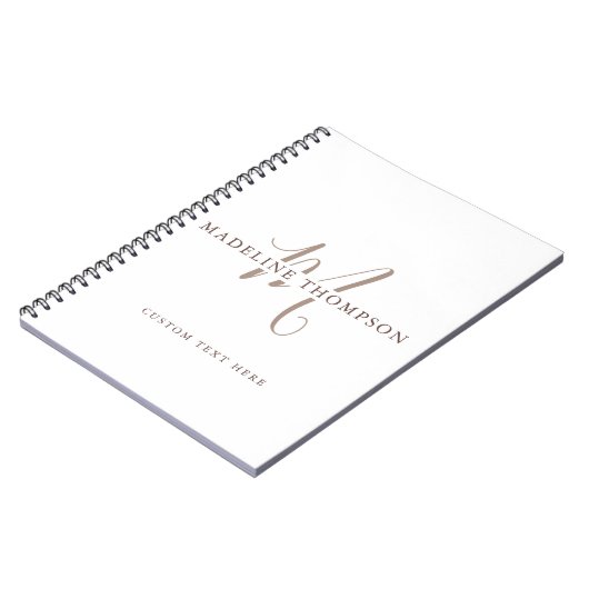 Monogram script in warm beige notitieboek (Linkerzijde)