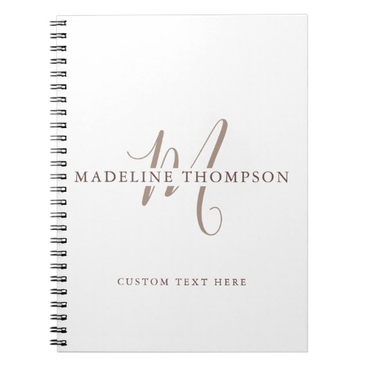 Monogram script in warm beige notitieboek (Voorkant)