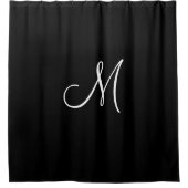Monogram Script Initiaal Zwart Wit Minimaal Eenvou Douchegordijn (Voorkant)