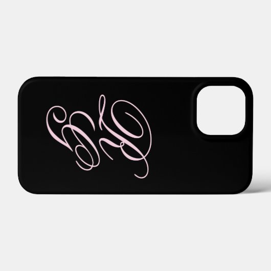 Monogram Script Initialen Roze en zwart beeld Case-Mate iPhone Case (Achterkant (horizontaal))