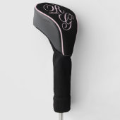 Monogram Script Initialen Roze en Zwart Golfheadcover (Schuin)