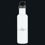Monogram Script Kalligrafie Eenvoudige naam Waterfles<br><div class="desc">Dit ontwerp kan op het gebied worden gepersonaliseerd dat door de foto en/of tekst te veranderen wordt verstrekt. Of het kan worden aangepast door te klikken deze Sjabloon personaliseert en dan de klik te kiezen om verdere optie aan te passen en de kleur van de achtergrond te schrappen of te...</div>