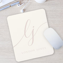 Monogram Script Kalligrafie Elegant Ivoor Roze Muismat