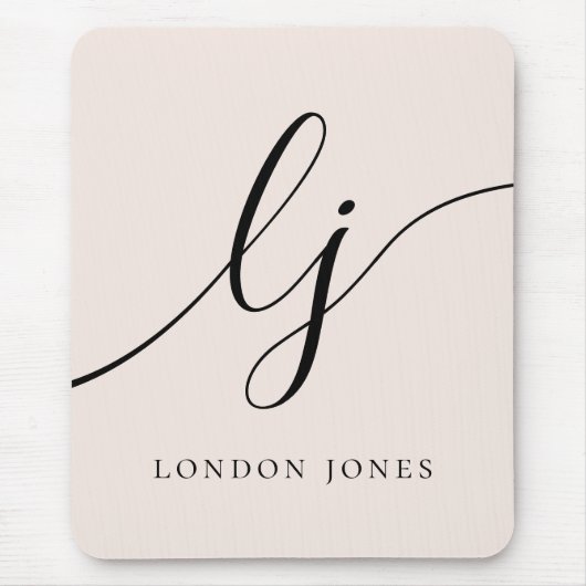 Monogram Script Kalligrafie Elegant Vrouwelijk Muismat (Voorkant)