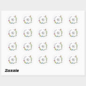 Monogram Script Kalligrafie Vlinders Bloemen Ronde Sticker (Vel)