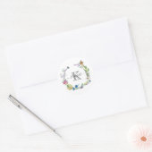 Monogram Script Kalligrafie Vlinders Bloemen Ronde Sticker (Envelop)