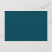 Monogram Script Krans Teal Blauwe Trouwdetails Informatiekaartje (Achterkant)
