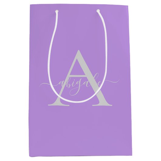 Monogram Script Lavendel | Minimalistische Elegant Medium Cadeauzakje (Voorkant)