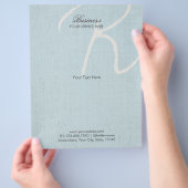 Monogram Script Light Blue Faux Linen Brochures (Hand)