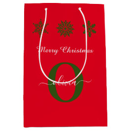 Monogram Script Merry Kerstroen Groen Wit Medium Cadeauzakje