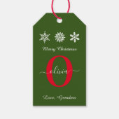 Monogram Script Merry Kerstrots Groen Cadeaulabel (Voorkant)