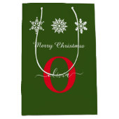 Monogram Script Merry Kerstrots Groen Medium Cadeauzakje (Voorkant)