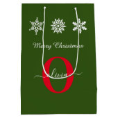 Monogram Script Merry Kerstrots Groen Medium Cadeauzakje (Achterkant)
