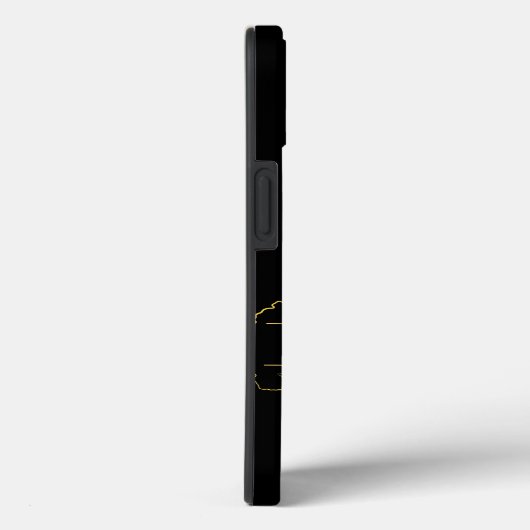 Monogram Script Modern Name Black Gold Floral Case-Mate iPhone Case (Achterkant / Rechts)