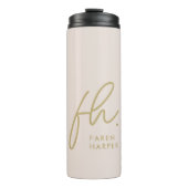 Monogram Script Modern Stijlvol Eenvoudig Blush Pi Thermosbeker (Voorkant)