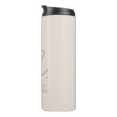 Monogram Script Modern Stijlvol Eenvoudig Blush Pi Thermosbeker (Geroteerd rechts)