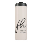 Monogram Script Modern Stijlvol Eenvoudig Blush Pi Thermosbeker (Voorkant)