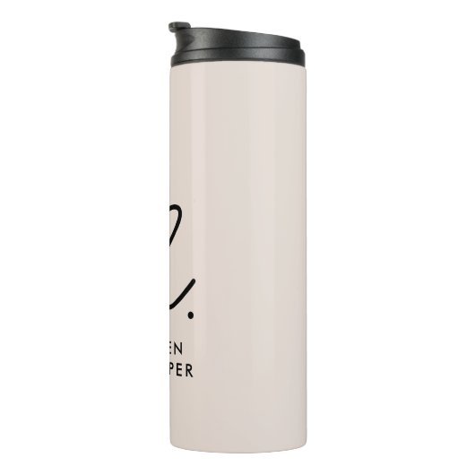 Monogram Script Modern Stijlvol Eenvoudig Blush Pi Thermosbeker (Geroteerd rechts)