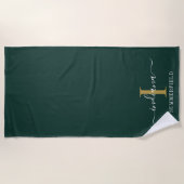 Monogram Script Naam Elegant Minimalistisch Strandlaken (Voorkant)