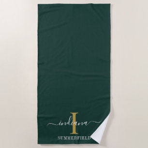 Monogram Script Naam Elegant Minimalistisch Strandlaken