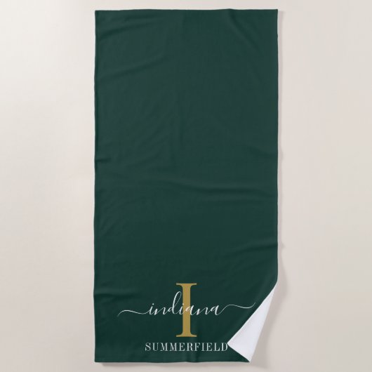 Monogram Script Naam Elegant Minimalistisch Strandlaken (Voorkant)