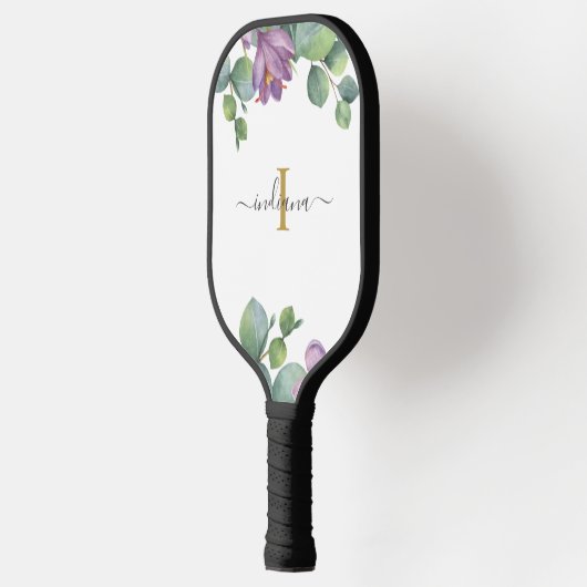 Monogram Script Naam Eucalyptus Groene Begroeiing Pickleball Paddle (Links)