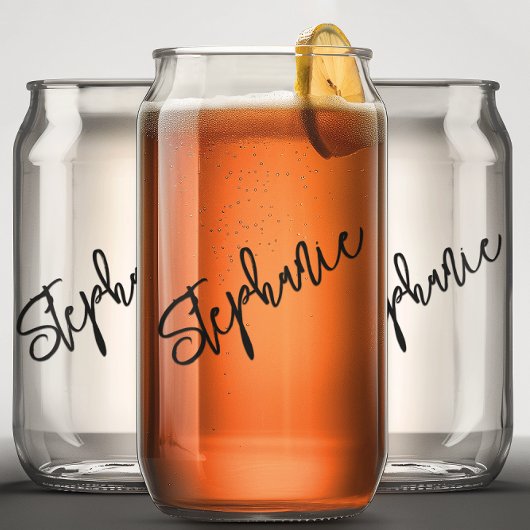 Monogram Script naam gepersonaliseerd Blikvorm Glas