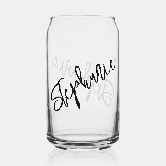 Monogram Script naam gepersonaliseerd Blikvorm Glas (Achterkant)