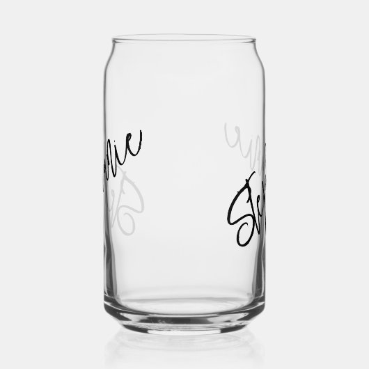 Monogram Script naam gepersonaliseerd Blikvorm Glas (Links)