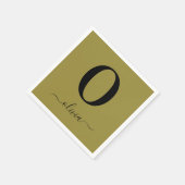 Monogram Script Naam Gepersonaliseerd Goud en Zwar Servet (Hoek)